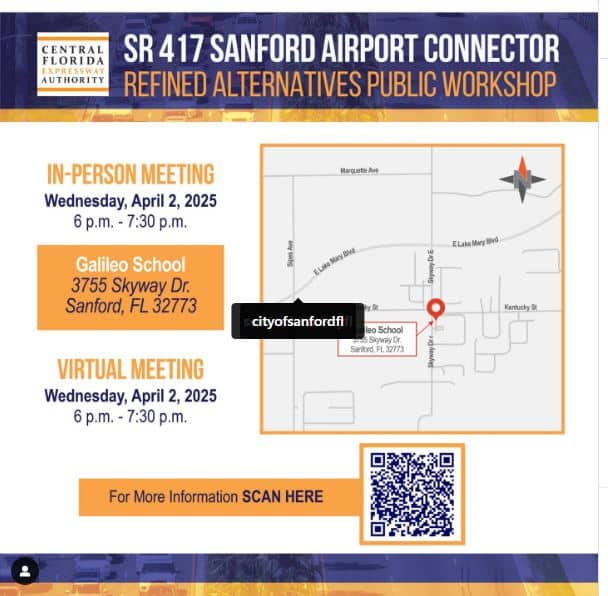Flyer for the SR 417 Sanford Airport Connector Workshop