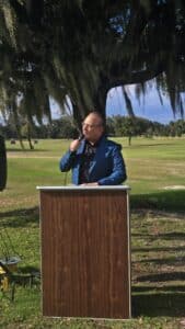 Speaker at the Mayfair Country Club ribbon Cutting